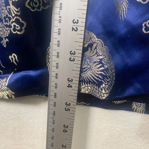 Vintage Squirrel Dragon Print Blue Satin Robe Belted Kimono Style Size 50 - Picture 10 of 11